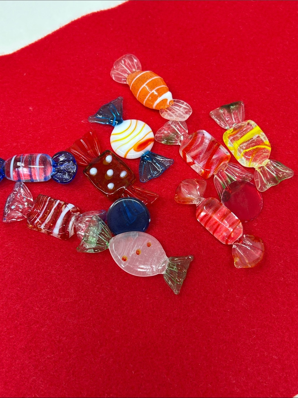 Colorful Candy-Shaped 9 pcs Glass Candy Decorations Vintage Style